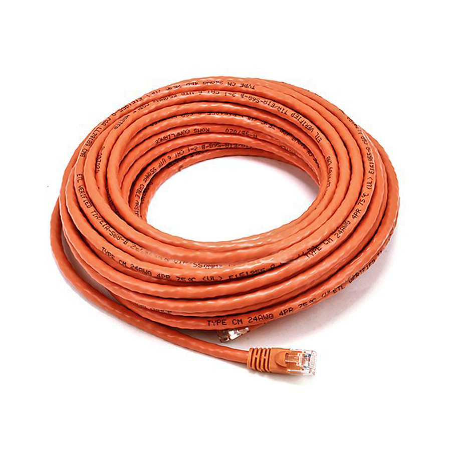 Monoprice 50FT 24AWG Cat6 500MHz Crossover Bare Copper Ethernet Network Cable - Orange