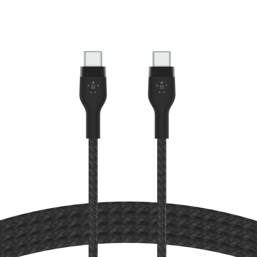 Belkin 60W USB-C to USB-C Cable - 480 Mbps - Silicone, Braided - M/M - 2m/6.6ft - Black