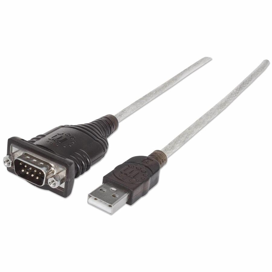 USB-A to Serial Converter cable, 45cm, Male to Male, Serial/RS232/COM/DB9, Prolific PL-2303RA Chip, Black/Silver cable, Three Year Warranty, Equivalent to ICUSB232V2.