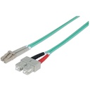 Intellinet Network Solutions Fiber Optic Patch Cable, LC/SC, OM3, 50/125, Multimode, Duplex, Aqua, 3 ft (1 m)
