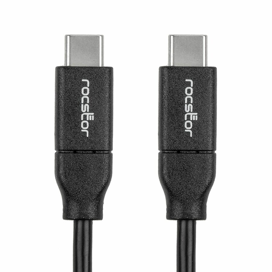 Rocstor USB-C Charging Cable Up to 240W Power Delivery - Charge and Sync - 9.84 ft USB-C Data Transfer Cable for Notebook, MacBook, MacBook Air, MacBook Pro, Chromebook, Mobile Phone, Wall Charger, Docking Station - First End: 1 x 24-pin USB 3.1 Type C - Male - Second End: 1 x 24-pin USB 3.1 Type C - Male - 480 Mbit/s - Shielding - Nickel Plated Connector - 24/26 AWG - White - 1