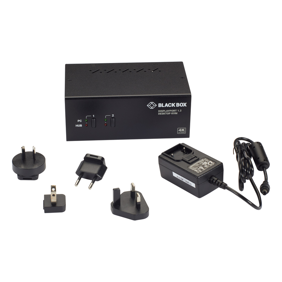 Black Box KVM Switch - Dual-Monitor, DisplayPort 1.2, 4K 60Hz, USB 3.0 Hub, Audio