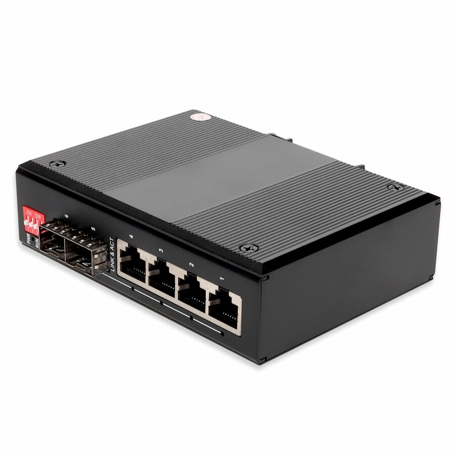 AddOn Industrial Managed 10/100/1000Base-TX(RJ-45) x4 to 2 Open SFP Port Media Converter