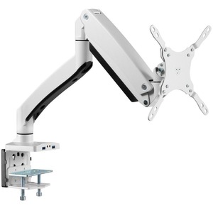 SIIG Single Monitor Gas Spring Aluminum Desk Monitor Arm with USB and Audio Ports - 17" to 49" - Single Monitor Heavy Duty Gas Spring Aluminum Desk Monitor Arm with 2x USB-A and 2 x Audio Ports for Audio/Microphone - Compliant with VESA 75x75 / 100x100 / 200x100 / 200x200 - Adjustable Height - 50.70 lbs Load Capacity - VESA plate swivel 180 degree / Arm swivel 360 degree / pan swivel 180/360 degree / Tilt angle +45 to -30 degree - C-clamp & Grommet base - 2 years warranty
