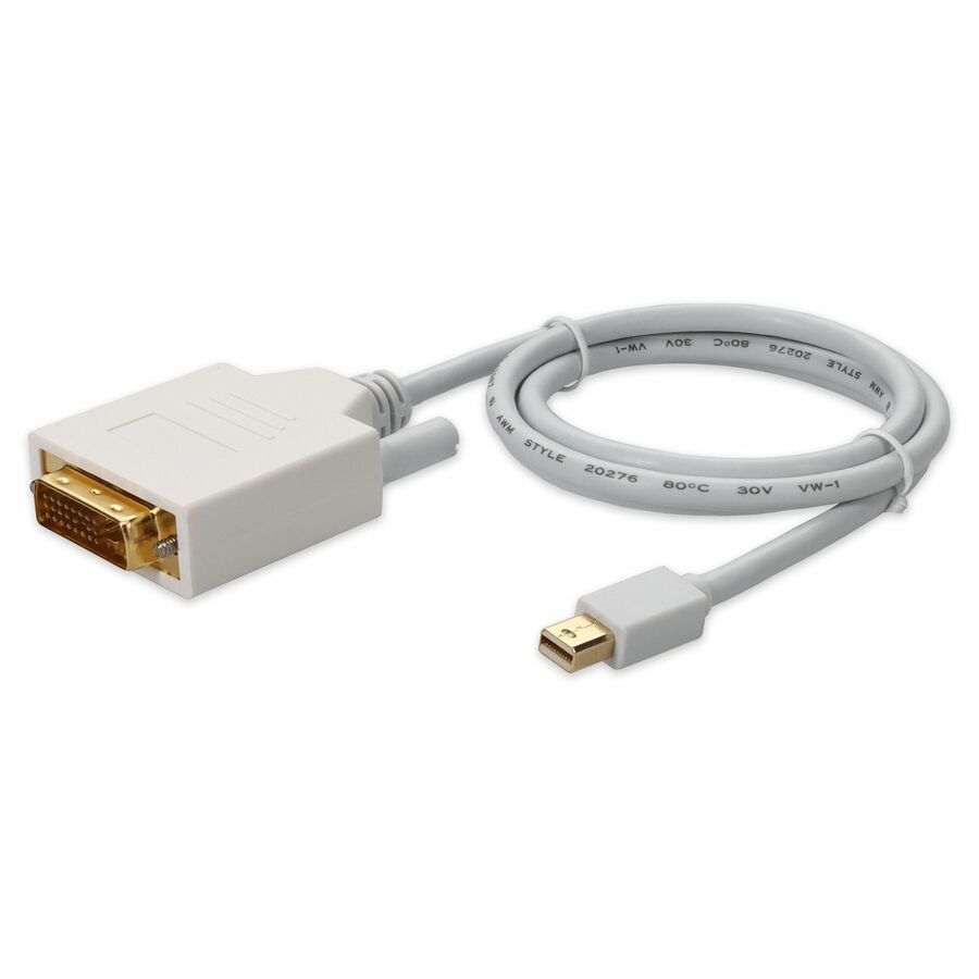 AddOn 3ft Mini-DisplayPort Male to DVI-D Single Link (18+1 pin) Male White Cable For Resolution Up to 1920x1200 (WUXGA)