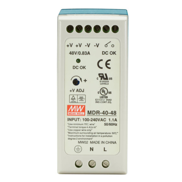 Black Box DIN Rail Power Supply, 40 Watts, 48 VDC