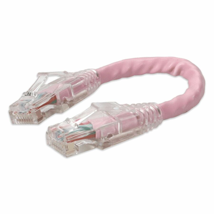 AddOn 6in Pink CAT6 PVC Ethernet Cable Snagless Bubble Boot RJ-45 M/M CAT 6