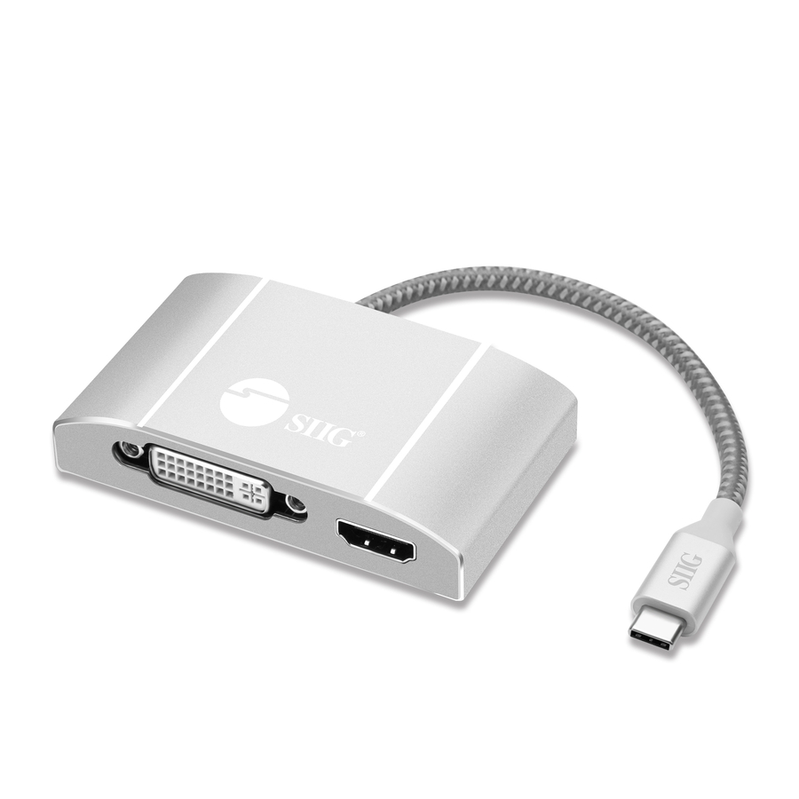 SIIG USB-C to 3-in-1 Multiport Video Adapter with PD Charging - DVI/HDMI/VGA