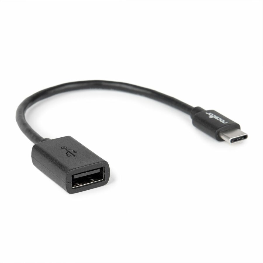Rocstor Premium 6" USB-C to USB-A Adapter M/F - USB 2.0 - USB Type C to A Converter - For use of USB C devices such as Macbook Pro, MacBook, Chromebook, and other USB-C devices - 1 Pack - 1 x USB Type C Male - 1 x USB Type A Female - Black Adapter