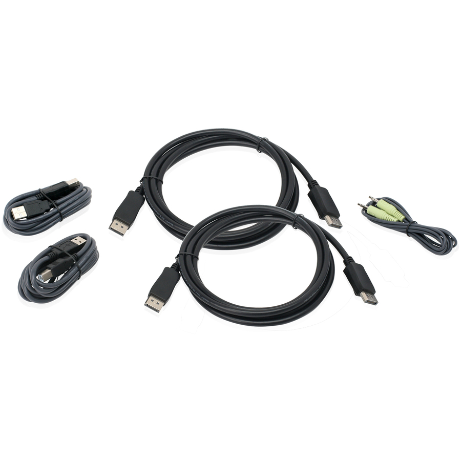 IOGEAR 6 Ft. Dual View DisplayPort, USB KVM Cable Kit with Audio (TAA)