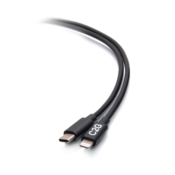 C2G 3ft USB-C Male to Lightning Male Sync and Charging Cable - Black