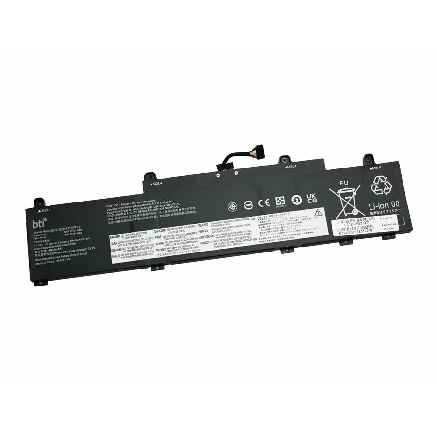 BTI L21D3PG2-BTI 11.52V 57WHR LI-ION BATTERY 5B11F21941, 5B11H56343, 5B11M90005, L21C3PG2, SB11F21947, 5B11F21946, 5B11H56344, 5B11M90006, L21D3PG2, SB11H56243, 5B11F21953, 5B11M90003, 5B11M90007, L21M3PG2, SB11H56244, 5B11H56342, 5B11M90004, 5B11M90008, SB11F21945, SB11H56245 THINKPAD C14 GEN 1, L14 GEN 3 21C1, L15 GEN 3, L15 GEN 3 21C8, C14 GEN 1 21C9, L14 GEN 3 21C2, L15 GEN 3 21C3, C14 GEN 1 21CA, L14 GEN 3 21C5, L15 GEN 3 21C4, L14 GEN 3, L14 GEN 3 21C6, L15 GEN 3 21C7