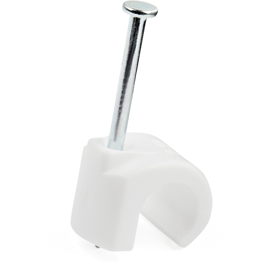 StarTech 100 Pk (L) Cable Clips w/ Nail - Reusable Nail-in Clamps - Cord Mounting/Holding Clips - Cable Tacks Wire Fasteners White TAA