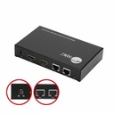 SIIG HDMI Over IP Encoder & Decoder Transceiver, TX/RX Mode Switching, Cascading, 1080p, 1 to 1 600ft - SIIG HDMI Over IP Encoder & Decoder Transceiver - Over IP Extender - TX/RX mode slide switching - 1080p - One to One up to 600 ft / One to Many / Many to Many via VLAN - 2x RJ45 supports cascading via LAN port directly or via LAN with IGMP Gigabit Switch - Cascading via HDMI output - Audio extraction and embedded - Reset button - Metal housing - TAA compliant