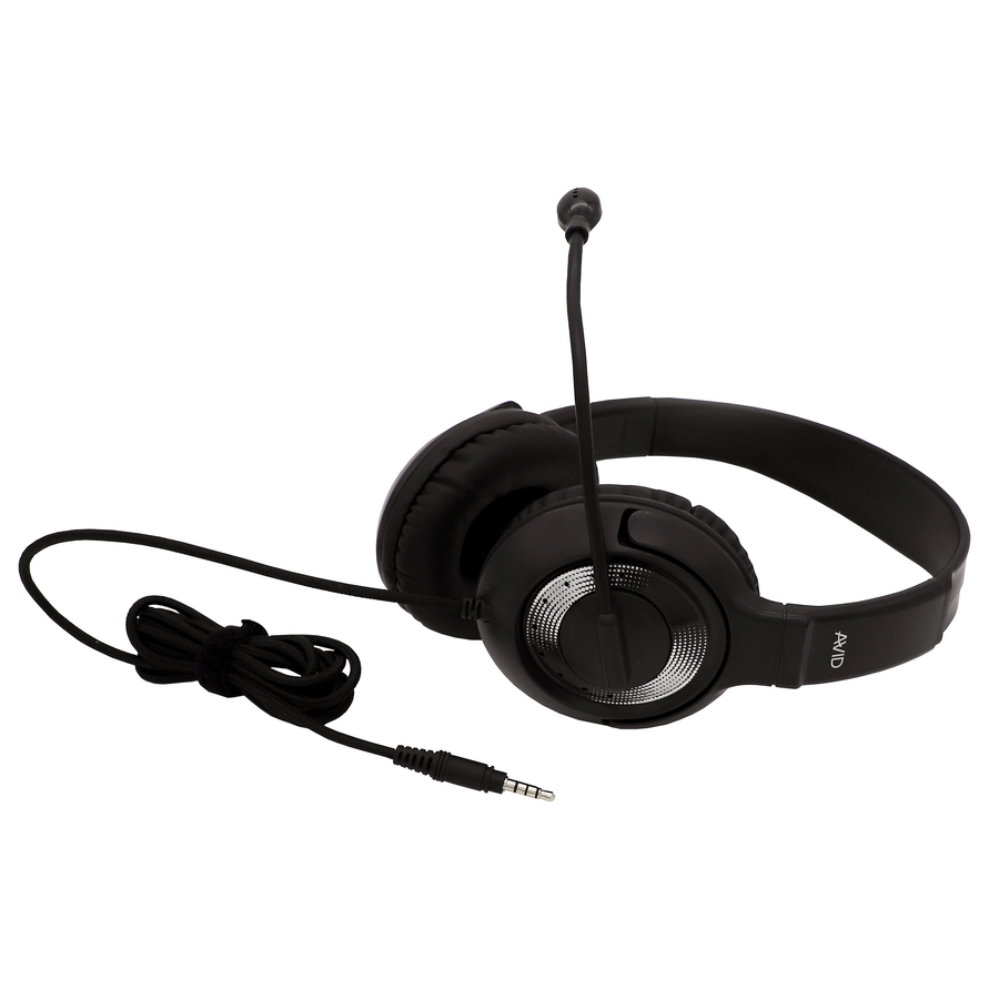 Avid 2AE-55 Wired Headset with Mic Black - Stereo - Mini-phone (3.5mm) - Wired - 32 Ohm - 20 Hz to 20 kHz - Over-the-head - Binaural - Circumaural - 6 ft Cable - Bi-directional Microphone - Black