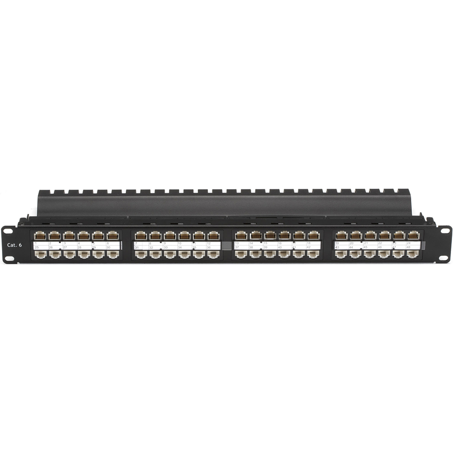 Black Box CAT6 Feed-Through Patch Panel - 1U, Unshielded, 48-Port
