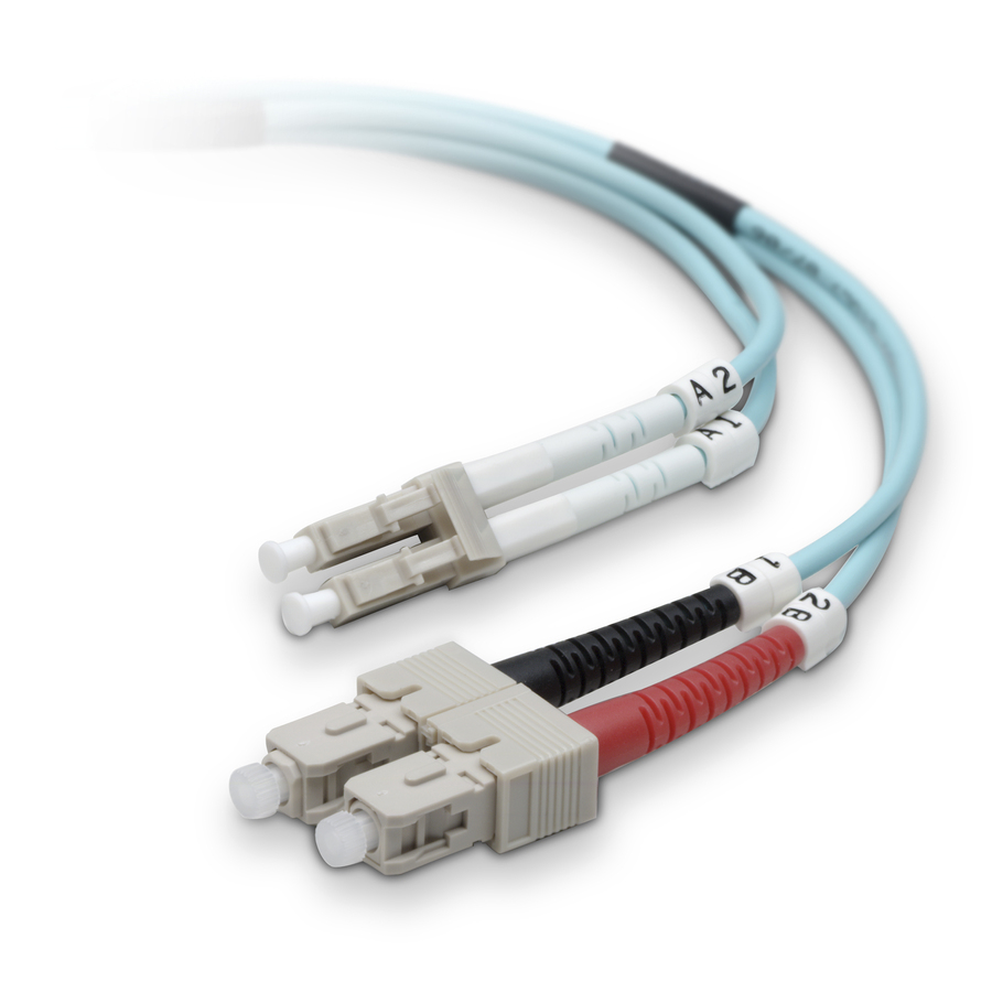 Belkin Fiber Optic Duplex Patch Cable - LC Male - SC Male - 16.4ft - Aqua