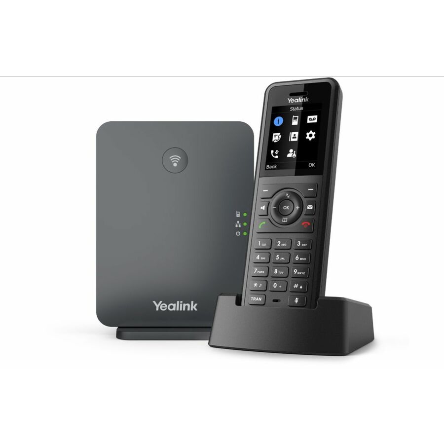 Yealink W77P IP Phone - Cordless - Corded - DECT, Bluetooth - Desktop, Wall Mountable - Black, Classic Gray