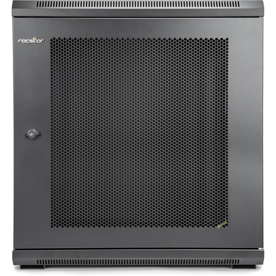 Rocstor SolidRack Wall Mount Rack Enclosure - Rocstor SolidRack 9U Wall Mount R109SH4 Rack Vented Enclosure - Front & Side Door Locks - 200 lb Maximum Weight Capacity - Assembled - 14.75" Rack Depth - Cold-rolled Steel - Optional Casters & Fans - 600mm x 450mm x 9U - ROHS & CE Certified - EIA-310-E & IP20 Protection Rating - VENTED WALLMOUNT STEEL CABINET - Black