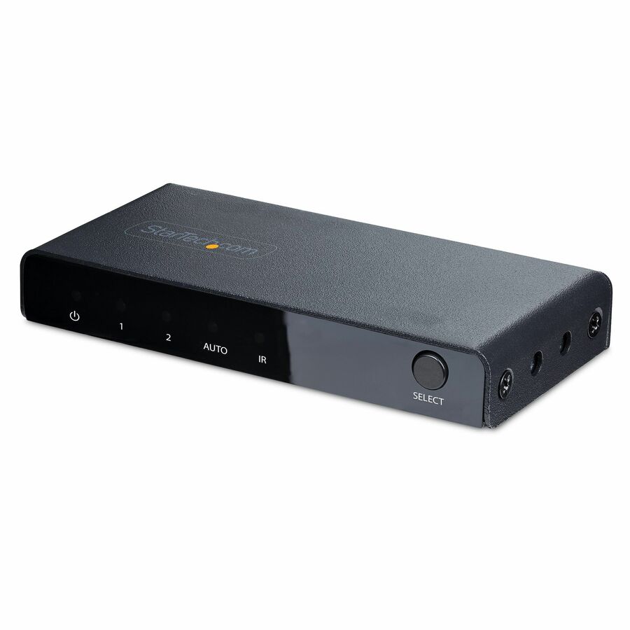 StarTech.com 2-Port 8K HDMI Switch, HDMI 2.1 Switcher 4K 120Hz/8K 60Hz UHD, HDR10+, HDMI Switch 2 In 1 Out, Auto/Manual Source Switching - 2-port 8K HDMI 2.1 Switch connects 2x HDMI sources to an HDMI display of up to 8K 60Hz/4K 120Hz with HDR10+ - Automatic or manual switching - Mounting kit/rubber feet, power adapter and remote control incl. (batteries not incl.) - Metal housing