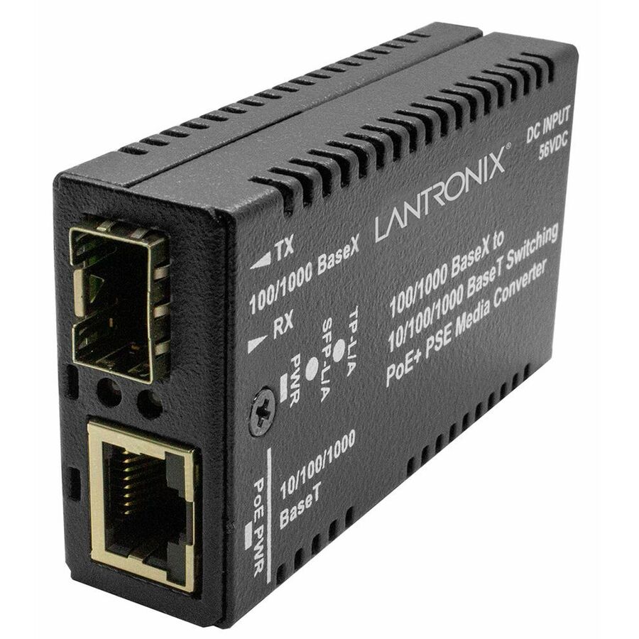 Mini Fast / Gigabit Ethernet PoE+ Media Converter 10/100/1000Base-T PoE+ RJ-45 Port + 100/1000Base-X SFP Slot
