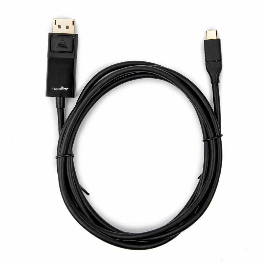 Rocstor Premium 6ft USB-C to DisplayPort Cable M/M- USB Type-C to Displayport Converter Cable - 6ft (1.8m) - Supports up to 4K 60Hz Mac or Windows Compatible- DisplayPort/USB 3.1 Cable for Audio/Video Device, Monitor, Projector, MacBook, Chromebook, HDTV, Tablet - 6 ft - 1 Retail Pack - 1 x USB Type C (3.1) Male - 1 x DisplayPort Male Digital Cable USB-C TO DP 4K - Black