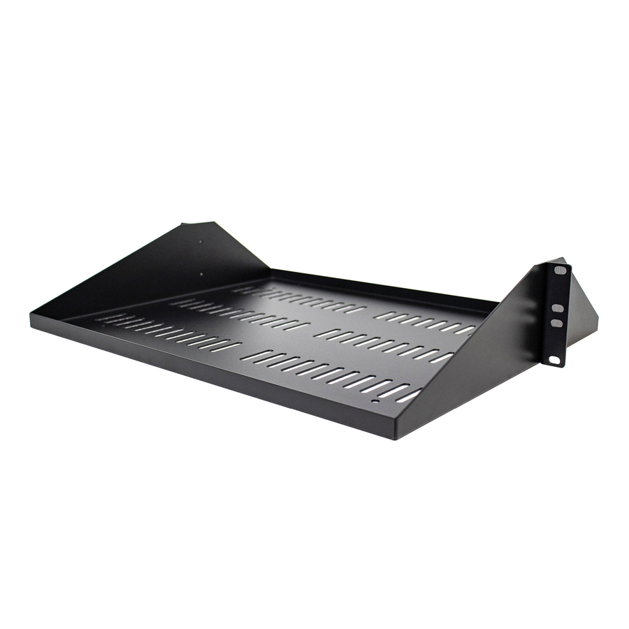 StarTech 2U Vented Server Rack Shelf - Center Mount Fixed 14" Deep Cantilever Rackmount Tray for 19" Data/AV/Network w/Cage Nuts