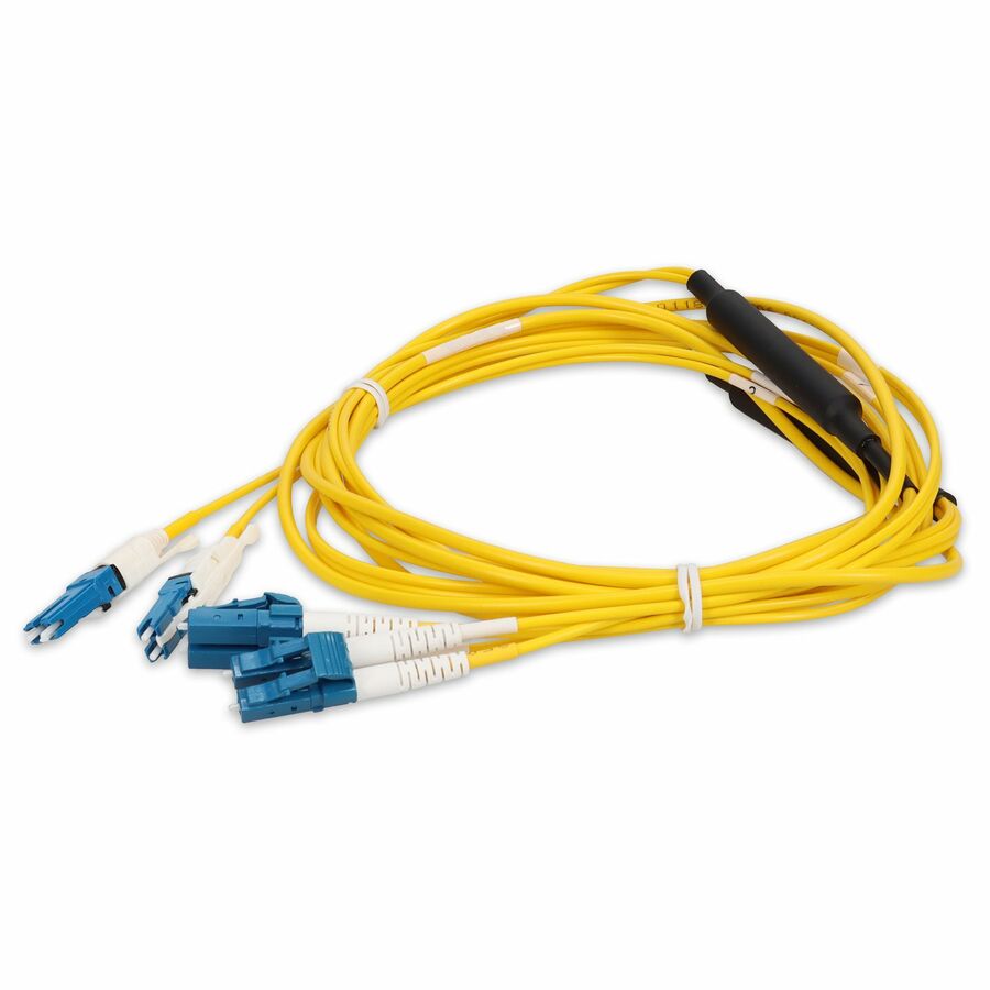 AddOn 3m 2xCS to 2xLC Yellow OS2 Quadplex OFNR (Riser-Rated) SMF (Single Mode) Fiber Patch Cable, 9/125