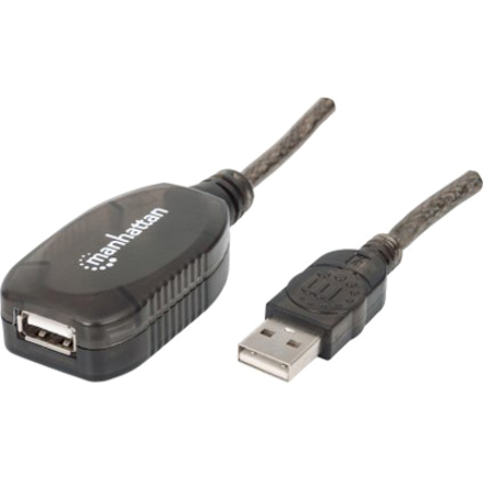 USB-A to USB-A Extension Cable, 20m, Male to Female, Active, 480 Mbps (USB 2.0), Daisy-Chainable, Built In Repeater, Hi-Speed USB, Black, Three Year Warranty, Equivalent to USB2AAEXT20M