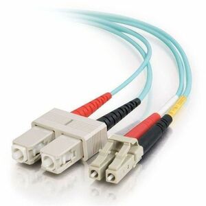 C2G 3m LC-SC 10Gb 50/125 Duplex Multimode OM3 Fiber Cable - Aqua - 10ft