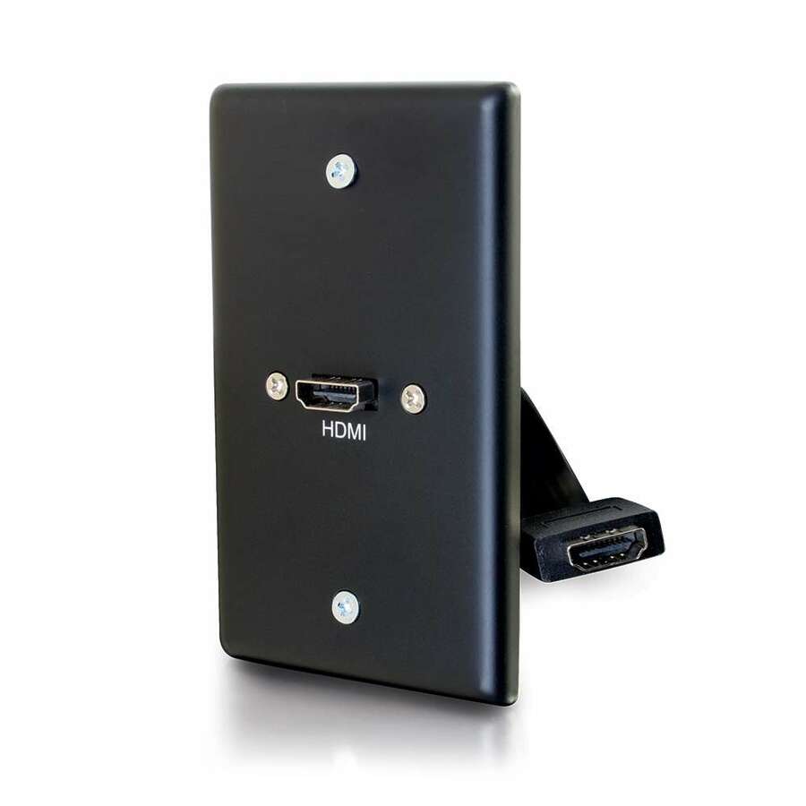C2G Single Gang Wall Plate with HDMI Pigtail Black