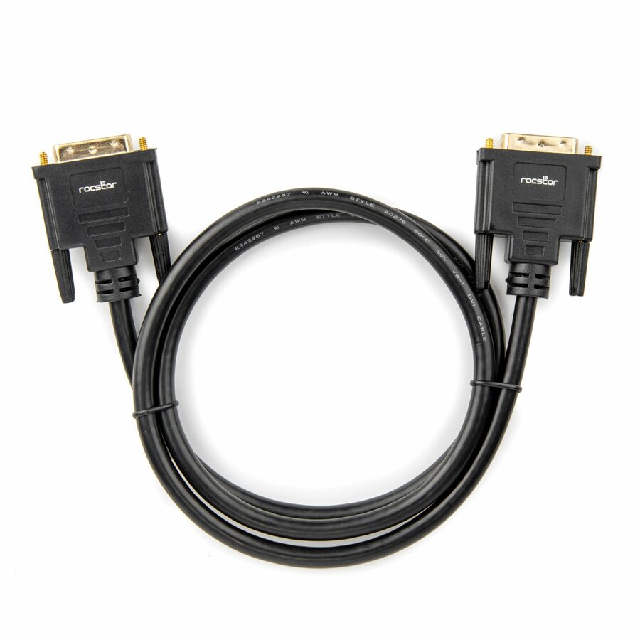 Rocstor Premium 3 ft DVI-D Single Link Cable - M/M - DVI cable for use with Projectors, Video Devices, Monitors, Notebook - 1m - 1 Pack - 1 x DVI-D (Single-Link 18+1) Male Digital Video - 1 x DVI-D (Single-Link) Male Digital Video - Gold Plated Connector - Shielding - Black DVI-D VIDEO MONITOR CABLE