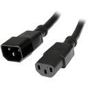 StarTech 3ft (1m) Heavy Duty Extension Cord, IEC C14 to IEC C13 Black Extension Cord, 15A 125V, 14AWG, Heavy Gauge Power Cable