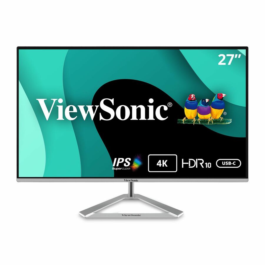 ViewSonic VX2776-4K-MHDU 27 Inch 4K Monitor, IPS with 65W USB-C and HDR10 for Ultimate Home and Office Entertainment, Ultra-Thin Bezels, DisplayPort for Daisy Chain, and HDMI Inputs