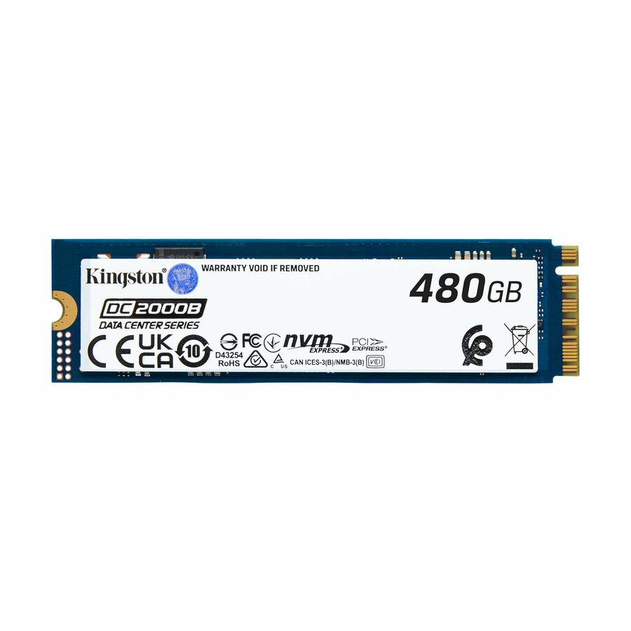 Kingston DC2000B 480 GB Solid State Drive - M.2 2280 Internal - PCI Express NVMe (PCI Express NVMe 4.0 x4) - Server, Data Center Device Supported - 0.4 DWPD - 350.40 TB TBW