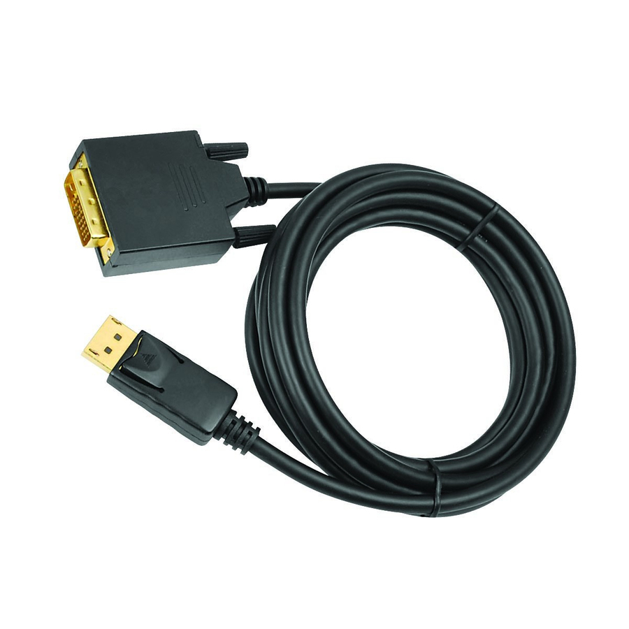 SIIG 10 ft DisplayPort to DVI Converter Cable (DP to DVI) - 10 ft DisplayPort/DVI A/V Cable for Notebook, Monitor, Video Device, HDTV - First End: 1 x 20-pin DisplayPort 1.1a Digital Audio/Video - Male - Second End: 1 x 25-pin DVI-D (Single-Link) Digital Video - Male - 2 Gbit/s - Supports up to 1920 x 1080 - Gold Plated Connector - Black - 1