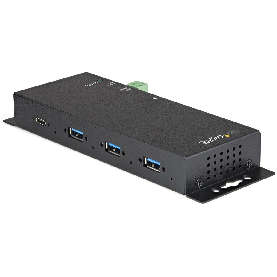 StarTech 4 Port USB C Hub 10Gbps, Metal Industrial USB 3.2 Gen 2 Type-C Hub, 3A/1C, USB-C or USB-A Host, Mountable, ESD/Surge, TAA
