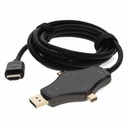 AddOn 6ft (2m) Adapter Cable HDMI (4K) Male to 1X DisplayPort 1X Mini DisplayPort 1X USB-C 3.1 Male Black