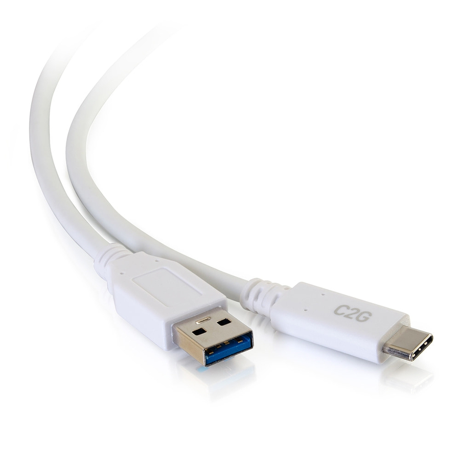 C2G 10ft USB 3.0 Type C to USB A - USB Cable White M/M