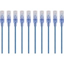 Monoprice 10-Pack, SlimRun Cat6A Ethernet Network Patch Cable, 7ft Blue