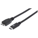 Manhattan SuperSpeed+ USB 3.1 Gen2 Type-C Male to Micro-B SuperSpeed Male Device Cable, 10 Gbps, 3 ft, Black