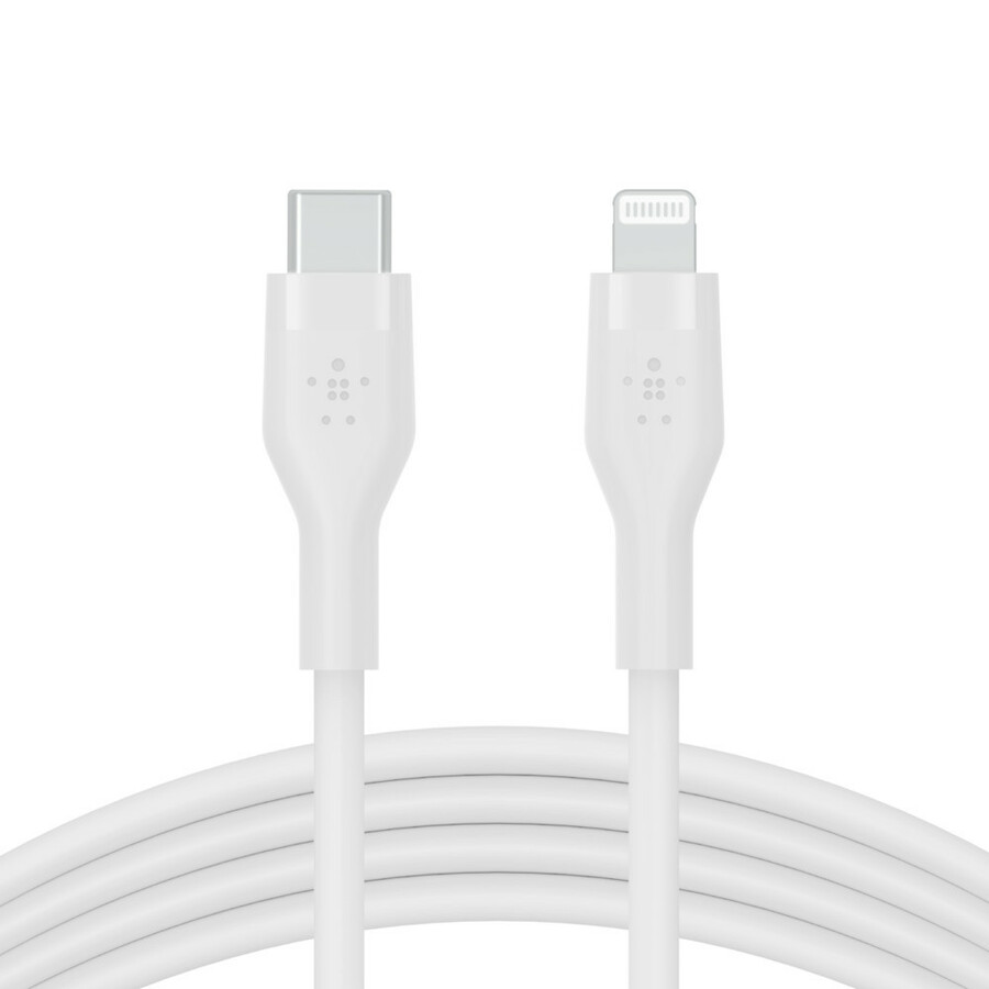 Belkin USB-C Cable with Lightning Connector - 3.28 ft Lightning/USB-C Data Transfer Cable for iPhone, iPad, iPod, iPad Pro, iPad Air, iPad mini - First End: 1 x USB Type C - Male - Second End: 1 x Lightning - Male - MFI - White