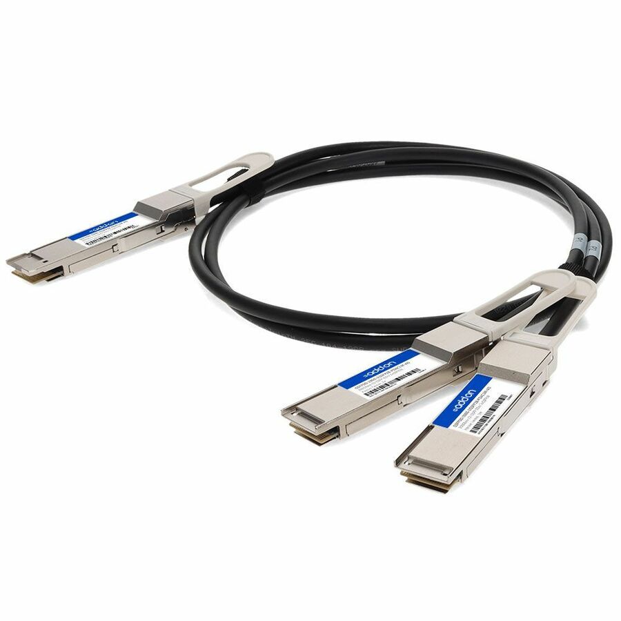 AddOn MSA and TAA Compliant 200GBase-CU QSFP-DD 200G to 2xQSFP28 100G NRZ Direct Attach Cable (Passive Twinax, 1m)