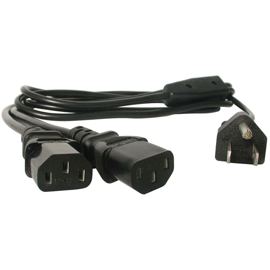 StarTech 6ft (2m) Computer Power Cord Y Splitter, NEMA 5-15P to 2x C13 Y Cable, 10A 125V, 18AWG, AC Power Cord, Monitor Power Cable