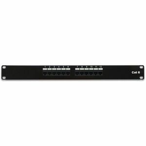 Unirise Network Patch Panel - 12 Port(s) - 12 x RJ-45 - 1U High - Rack-mountable