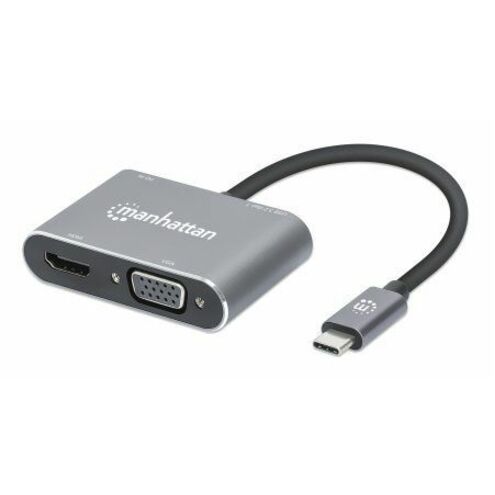 USB-C Dock/Hub, Ports (x4): HDMI, USB-A, USB-C and VGA, With Power Delivery (87W) to USB-C Port (Note add USB-C wall charger and USB-C cable needed), All Ports can be used at the same time, Universal for all devices, Aluminium, Space Grey,3 Year Warranty