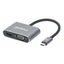 USB-C Dock/Hub, Ports (x4): HDMI, USB-A, USB-C and VGA, With Power Delivery (87W) to USB-C Port (Note add USB-C wall charger and USB-C cable needed), All Ports can be used at the same time, Universal for all devices, Aluminium, Space Grey,3 Year Warranty