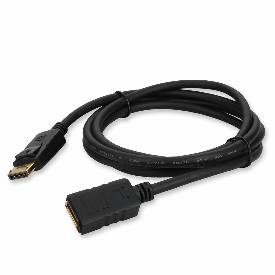 AddOn 6ft DisplayPort 1.2 Male to DisplayPort 1.2 Female Black Cable For Resolution Up to 3840x2160 (4K UHD)