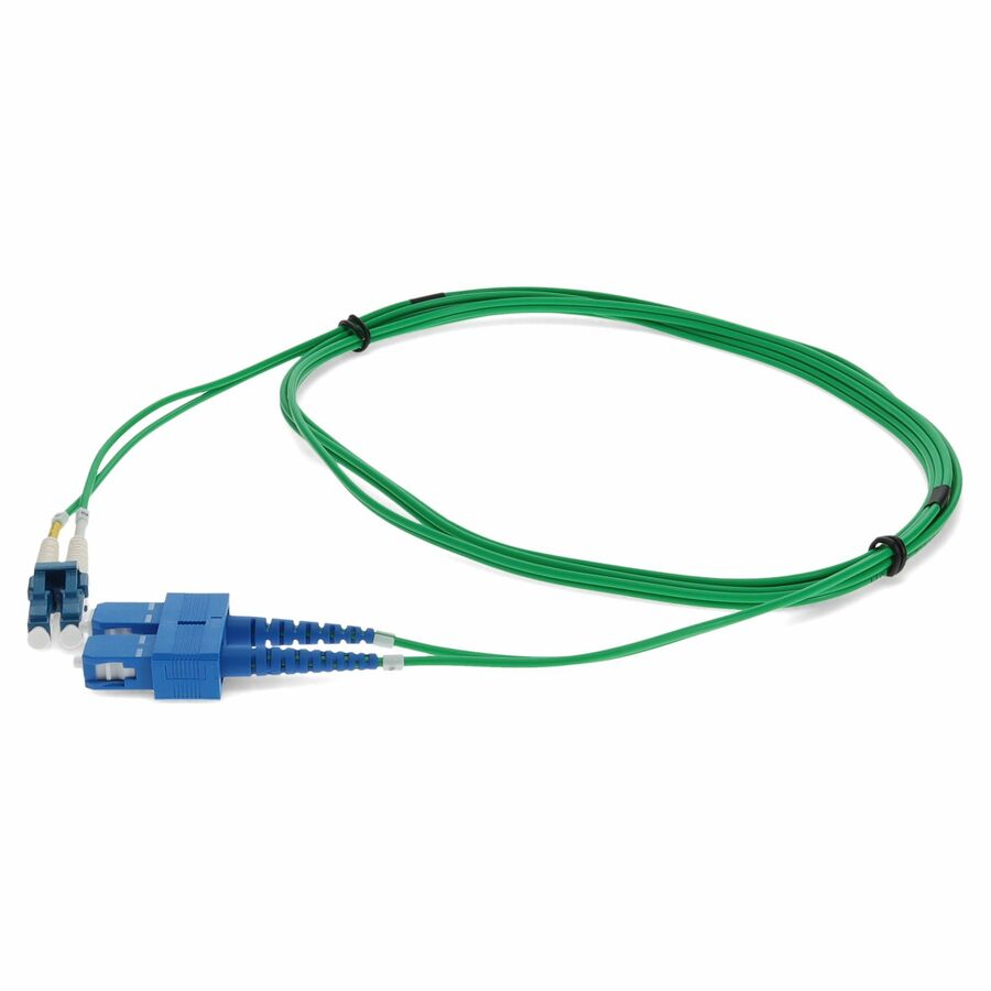 AddOn 2m SC to LC Green OS2 Duplex OFNR (Riser-Rated) SMF Fiber Patch Cable