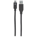 USB-C to USB-A Cable, 1m, Male to Male, 10 Gbps (USB 3.2 Gen2 aka USB 3.1), 3A (fast charging), SuperSpeed+ USB, Black, Lifetime Warranty, Equivalent to USB31AC1M